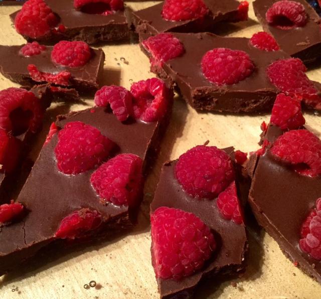 Homemade Chocolate with Raspberries